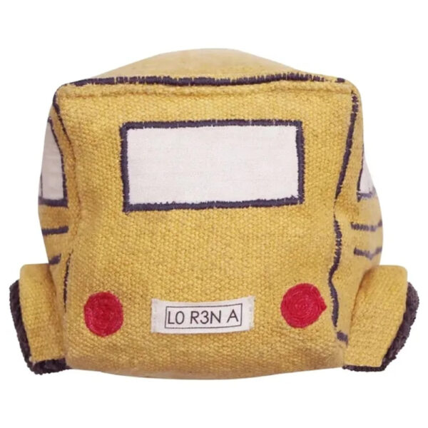 Lorena Canals – Soft Toy Ride & Roll School Bus – Washable Cotton Play Mat & Plush Vehicle Set