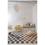 Lorena Canals Washable Rug for Kitchen – Dark Grey Cotton Tile Pattern Mat