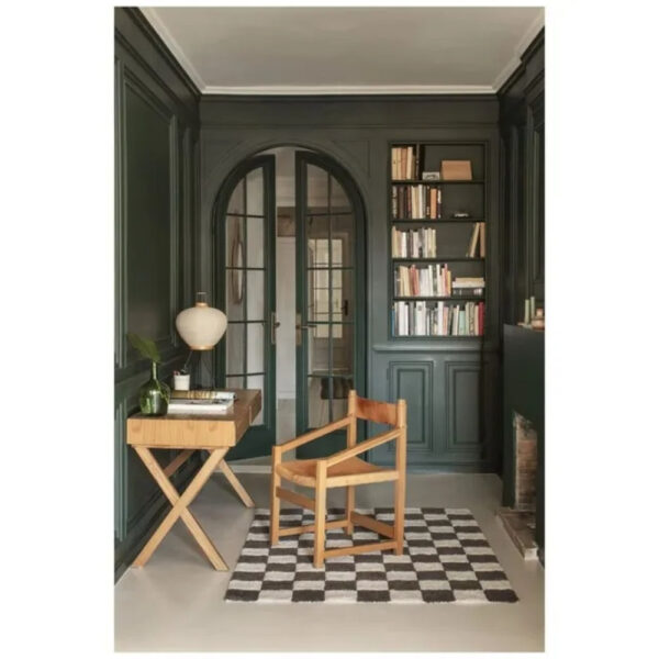 Lorena Canals Washable Rug for Kitchen – Dark Grey Cotton Tile Pattern Mat