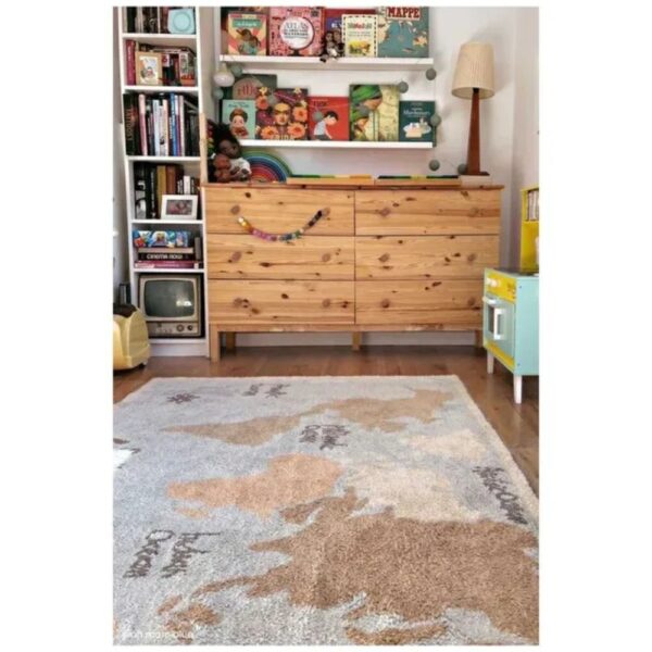 Lorena Canals Washable Rug – Vintage World Map Cotton Rug for Kids Room & Play Area