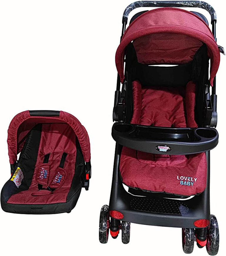 Lovely Baby - Pram Baby Stroller For Kids With Car Seat - Red