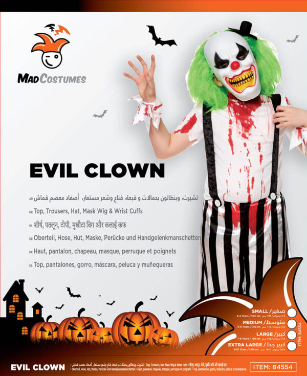 Mad Costumes – Evil Clown Kids Halloween Costume – Multi