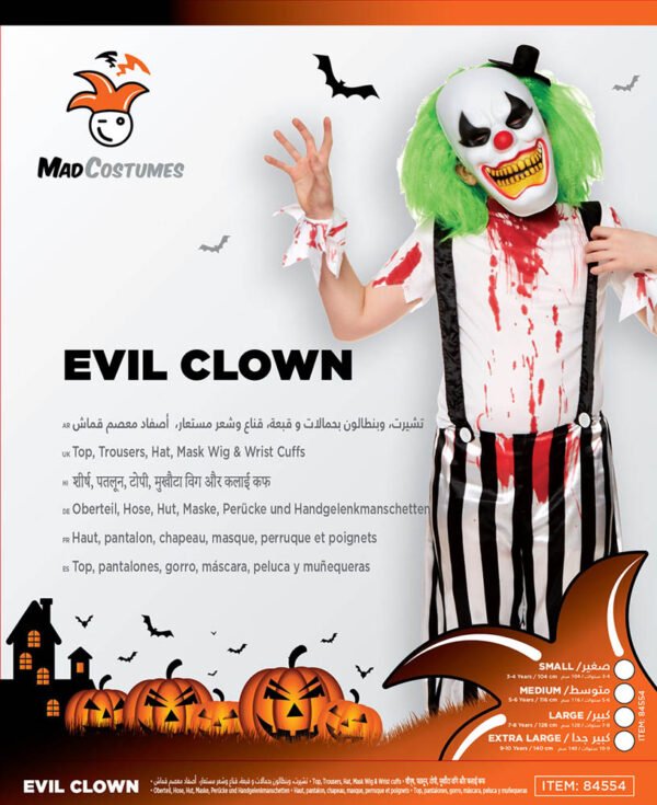 Mad Costumes – Evil Clown Kids Halloween Costume – Multi