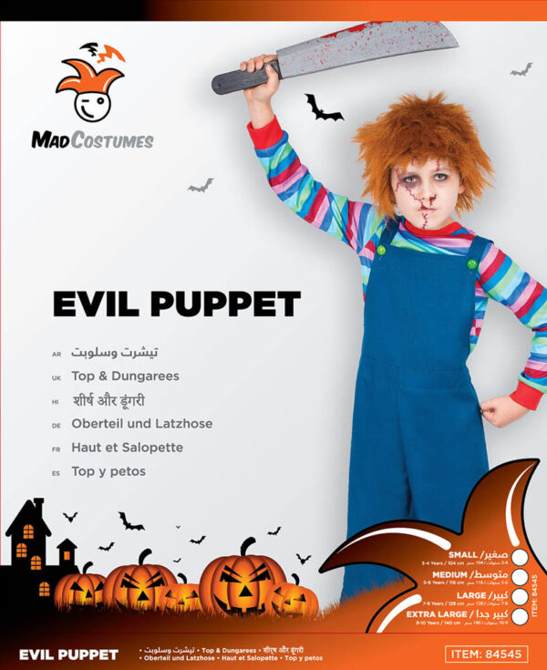Mad Costumes – Evil Puppet Boy Kids Halloween Costume – Blue