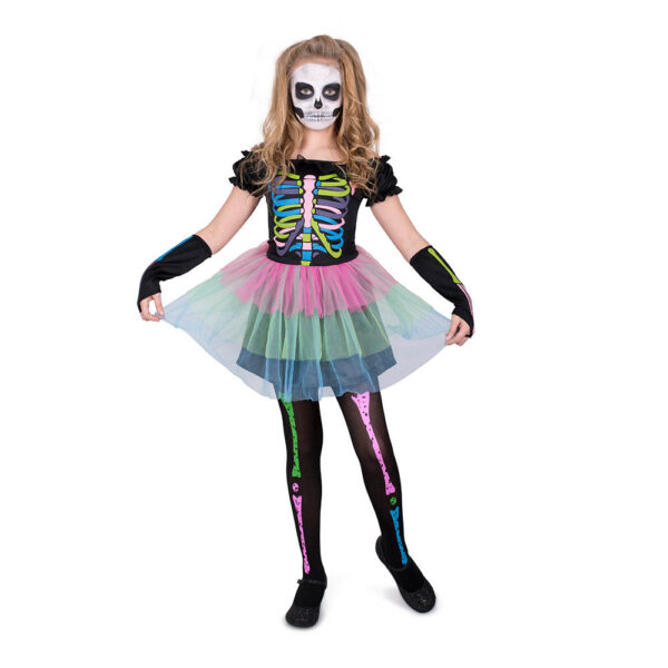 Mad Costumes – Neon Skeleton Tutu Dress Kids Halloween Costume – Multi
