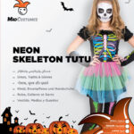 Mad Costumes – Neon Skeleton Tutu Dress Kids Halloween Costume – Multi
