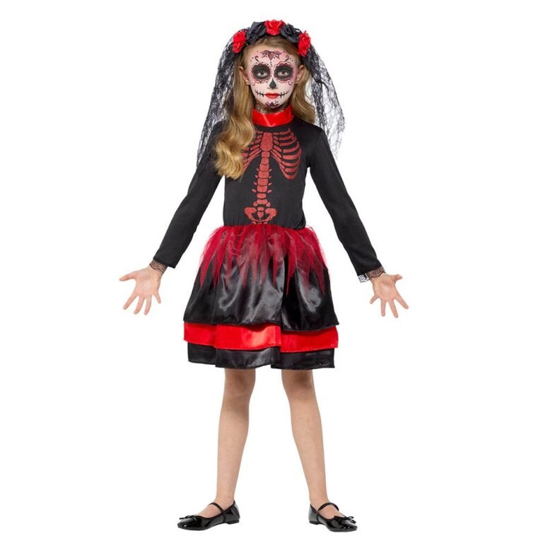 Mad Costumes - Red Day Of The Dead Senorita Kids Halloween Costume - Black