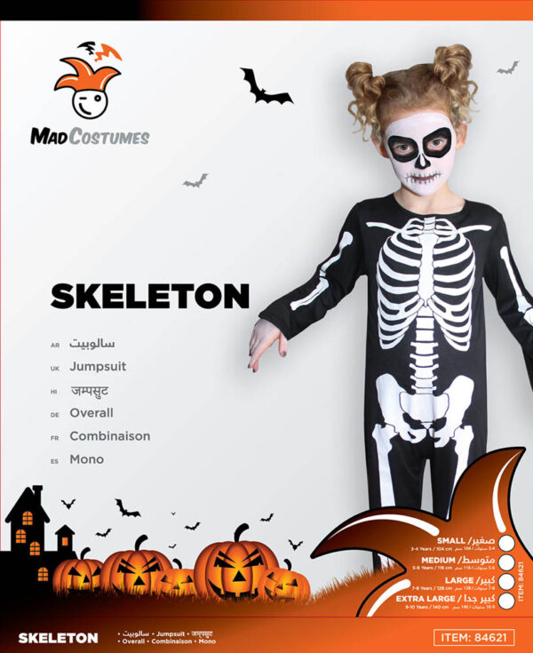 Mad Costumes – Skeleton Kids Halloween Costume – Black