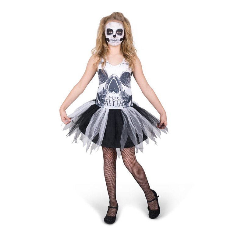 Mad Costumes - Skull Face Tutu Dress Kids Halloween Costume - Black
