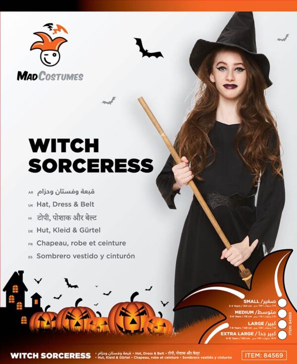Mad Costumes – Witch Sorceress Kids Halloween Costume – Black