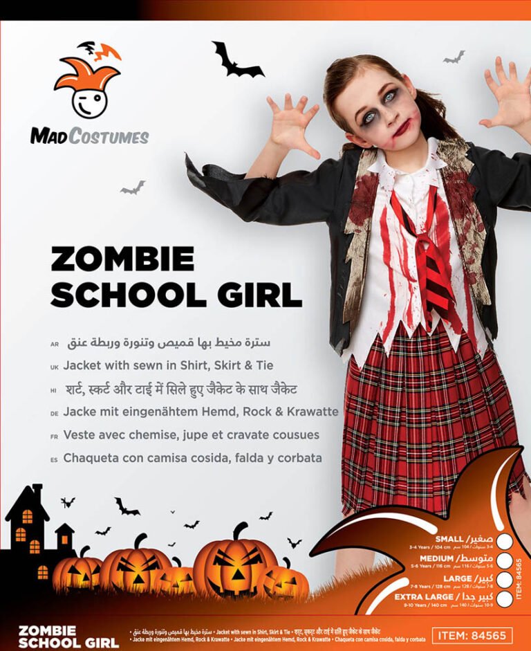 Mad Costumes - Zombie School Girl Red Kids Halloween Costume - Red