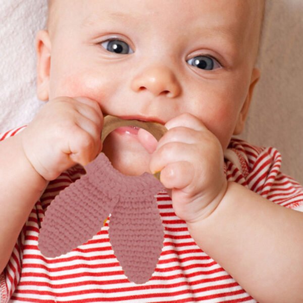 Babyjem – Amigurumi Wooden Ring Teether – Pink