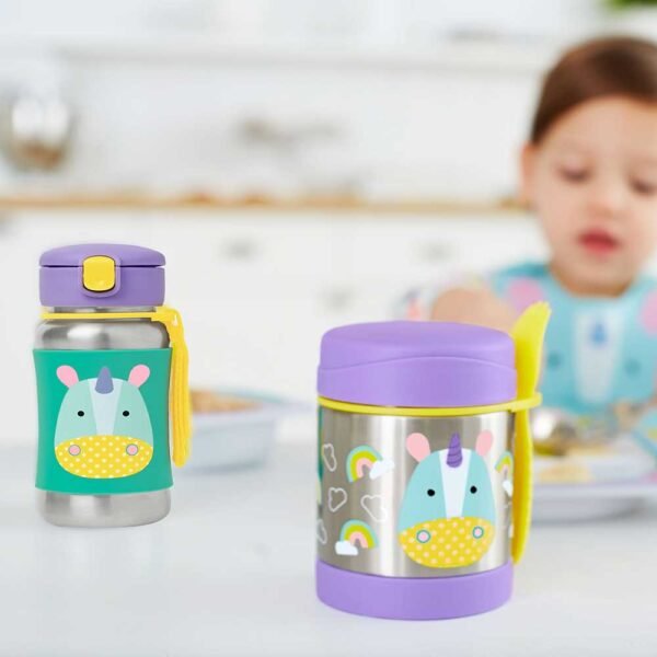 Skip Hop – Zoo Stainless Steel Kid’s Straw Water Bottle, 350ml – Unicorn
