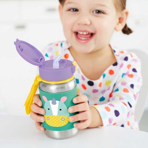 Skip Hop – Zoo Stainless Steel Kid’s Straw Water Bottle, 350ml – Unicorn