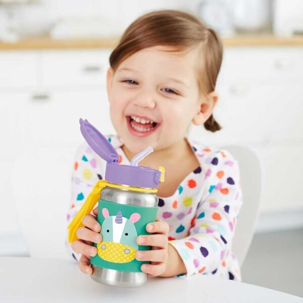 Skip Hop – Zoo Stainless Steel Kid’s Straw Water Bottle, 350ml – Unicorn