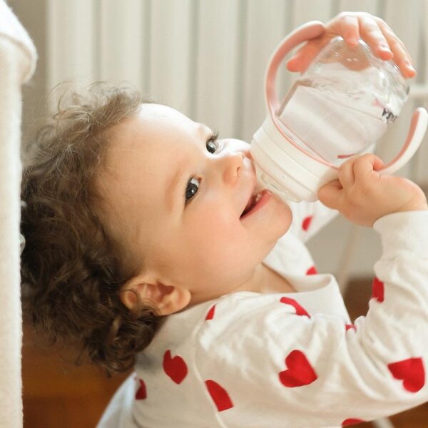 Beaba – 2-in-1 Learning Cup/ Feeding Bottle – Old Pink