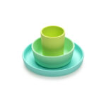 Melii – 3 Piece Silicone Feeding Set (Plate, Bowl & Cup) Blue, Lime, Mint