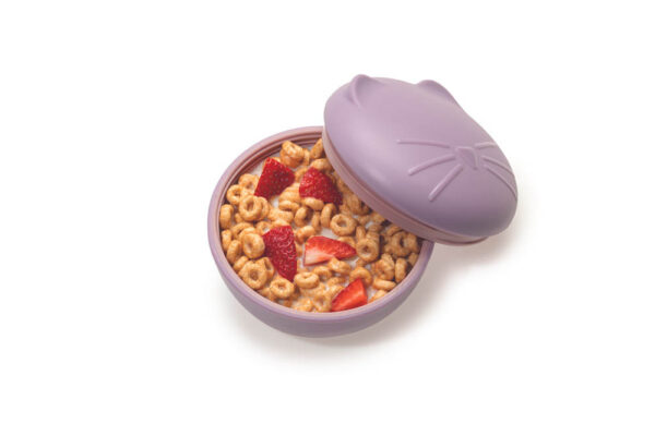 Melii – Silicone Bowl With Lid 350 Ml Purple Cat