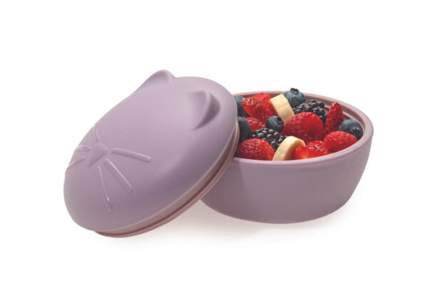 Melii – Silicone Bowl With Lid 350 Ml Purple Cat