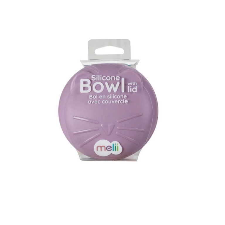 Melii - Silicone Bowl With Lid 350 Ml Purple Cat
