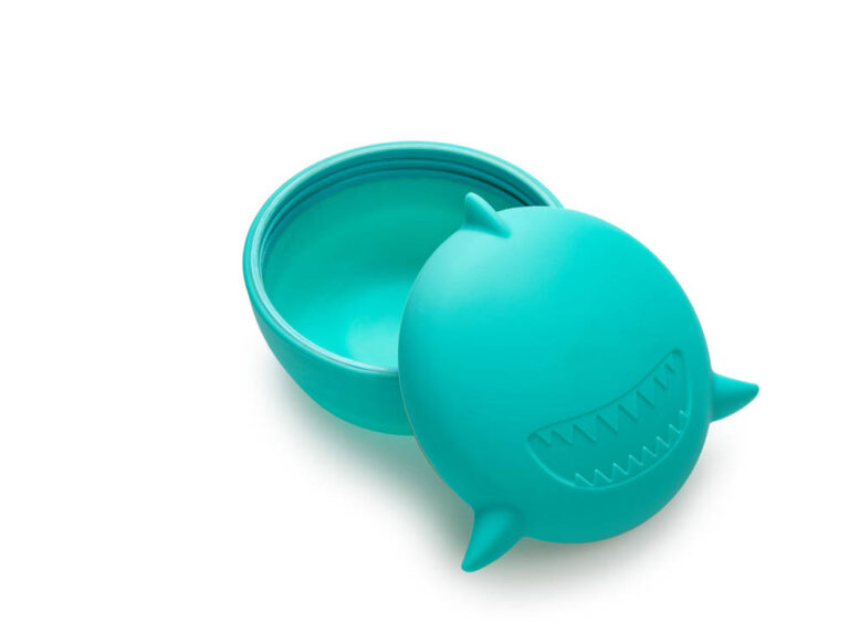 Melii - Silicone Bowl With Lid 350 Ml Turquoise Shark