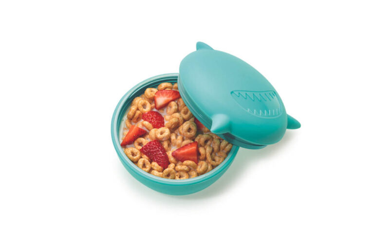 Melii - Silicone Bowl With Lid 350 Ml Turquoise Shark