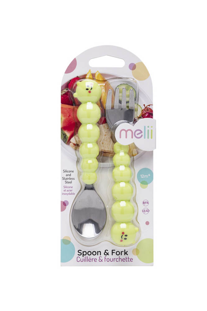 Melii - Silicone Caterpillar Spoon & Fork Set
