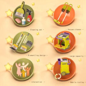 Mini Panda Cleaning cart kit set 3+ Birthday gift