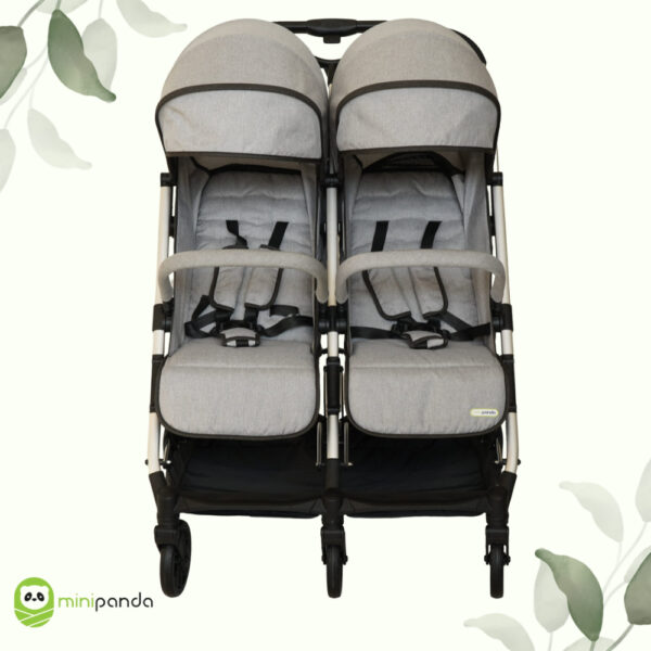 Mini Panda Zealea Twin Double Stroller 0m-3y, Light Grey