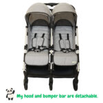 Mini Panda Zealea Twin Double Stroller 0m-3y, Light Grey
