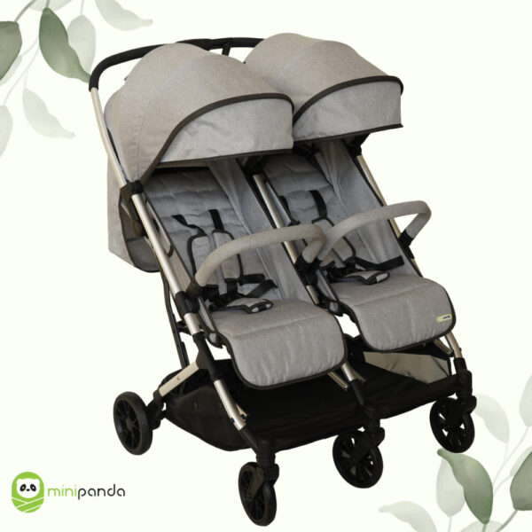 Mini Panda Zealea Twin Double Stroller 0m-3y, Light Grey