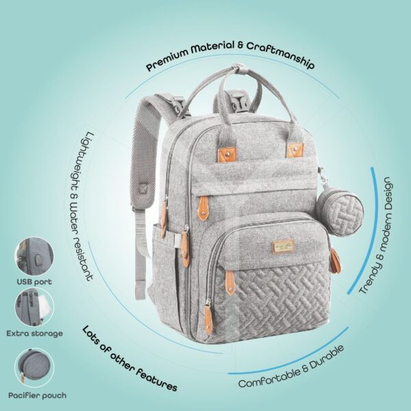 Moon – Kary Me Diaper Bag Backpack – Light Grey