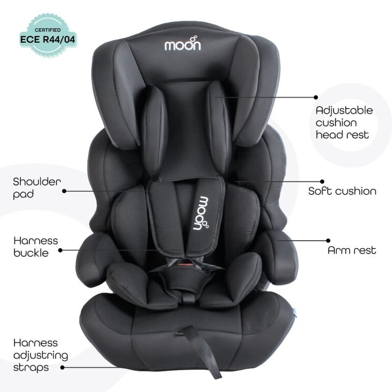 Moon Tolo - Baby/Kids Car seat suitable from 9 months to 11 years (Group-1,2,3) Up to 36 Kg Ash Grey