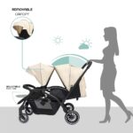 Moon – Dois Foldable Twin Stroller – Beige