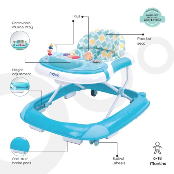 Moon – Pace Baby/Child Walker With Music & Toys – Blue- 6m