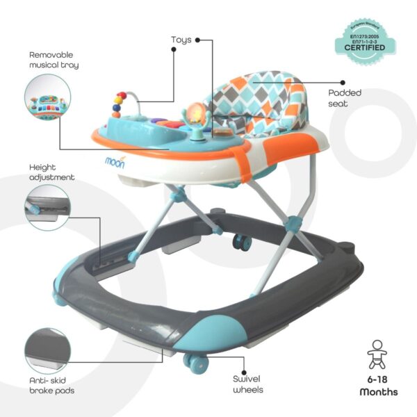 Moon – Pace Baby/Child Walker With music & Toys – Blue/Grey, 6m
