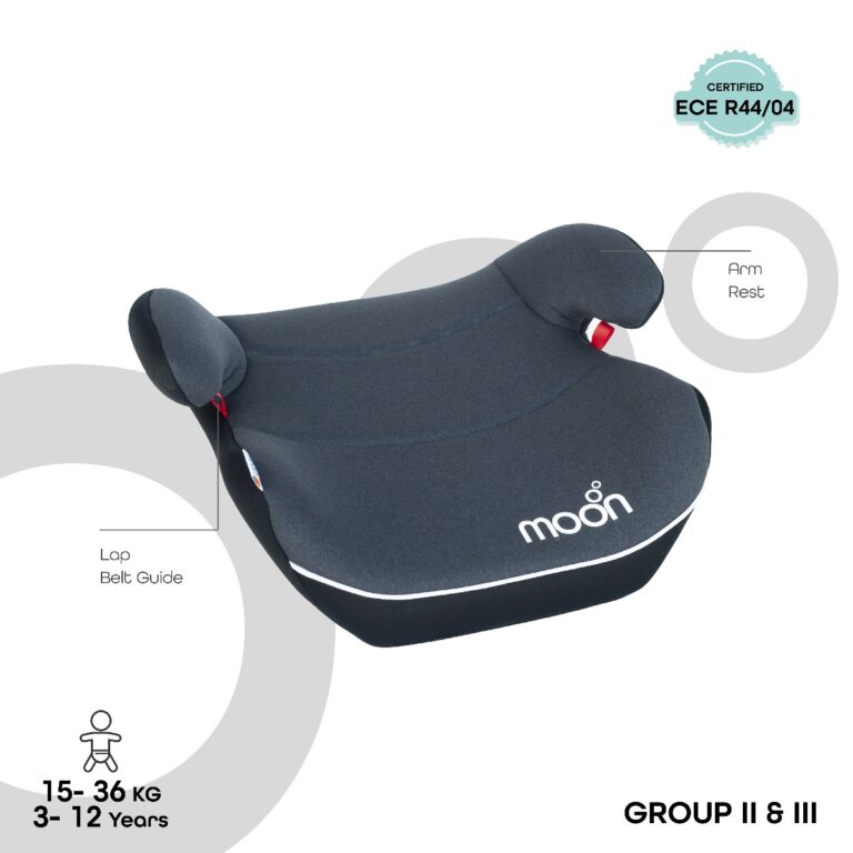 Moon - Kido Baby Booster Car Seat. Group 2/3 (15-36 kg)- Dark Grey