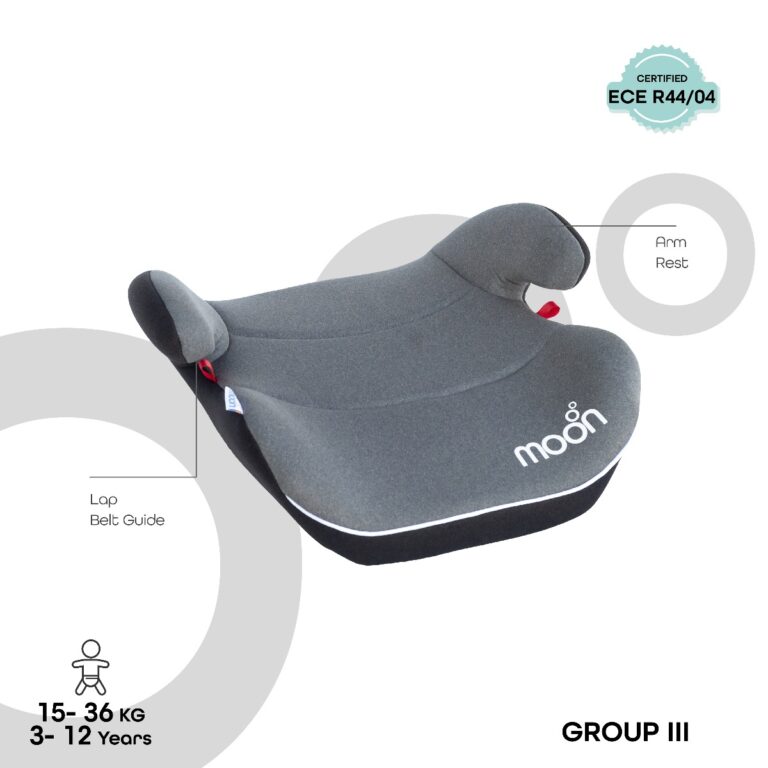 Moon - Kido Baby Booster Car Seat. Group 2/3 (15-36 kg)- Grey