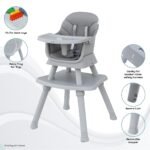 Moon – 6-in-1 High Chair With Safety Harness and Belt – Grey