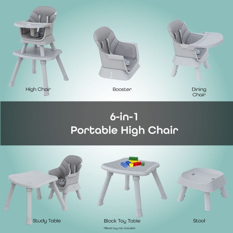 Moon - 6-in-1 High Chair With Safety Harness and Belt - Grey