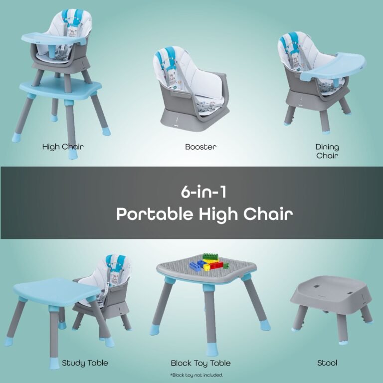 Moon - 6-in-1 High Chair With Safety Harness and Belt - Blue