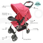 Moon – Bezik One Fold Stroller – Pink