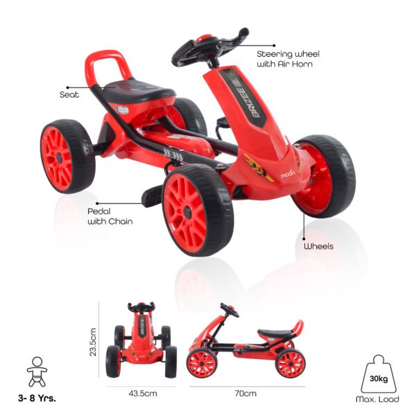 Moon – Brizee Baby Pedal Go Kart Ride On – Red and Black