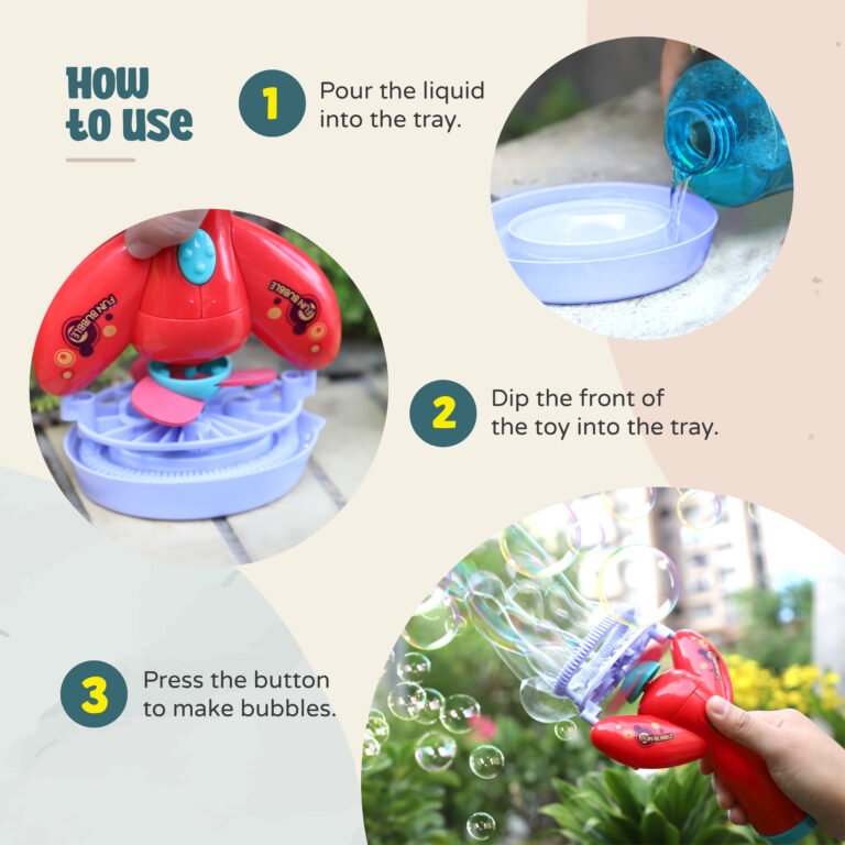 Moon - Bubble Burst Toy, Blowing Bubble Maker - Red