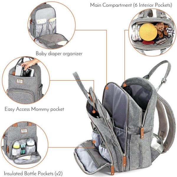 Moon – Kary Me Diaper Bag Backpack – Grey