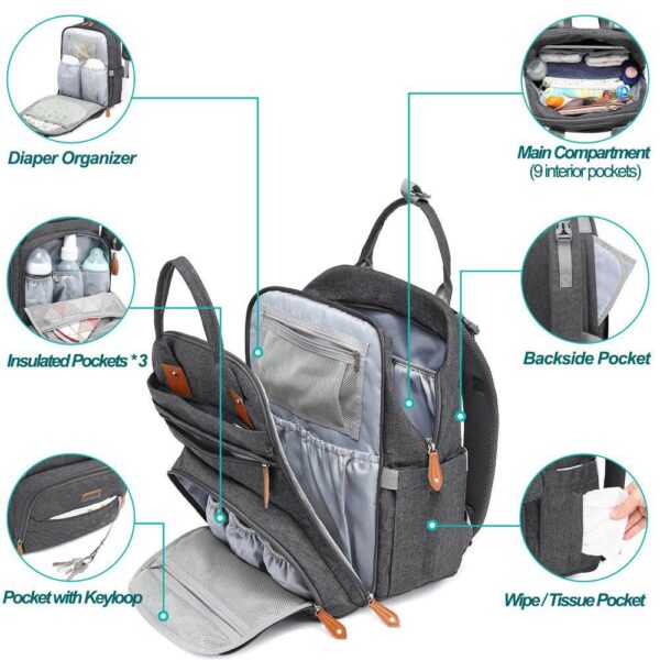 Moon – Kary Me Diaper Bag Backpack – Dark Gray