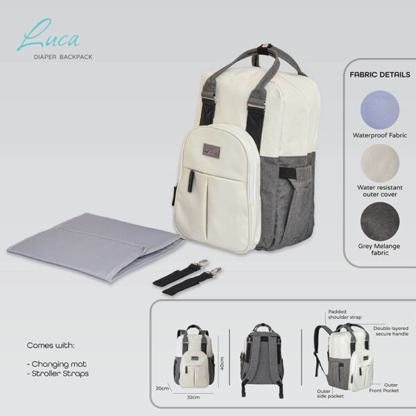 Moon – Luca Diaper Backpack – Grey Melange