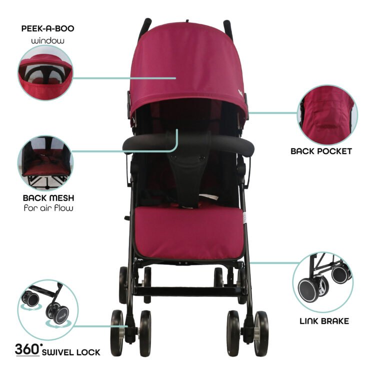 Moon - Neo Plus Light Weight Travel Stroller - Dark Red