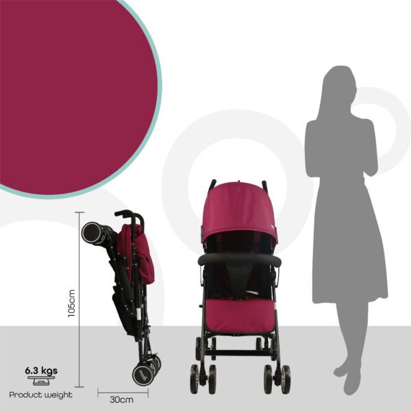 Moon – Neo Plus Light Weight Travel Stroller – Dark Red