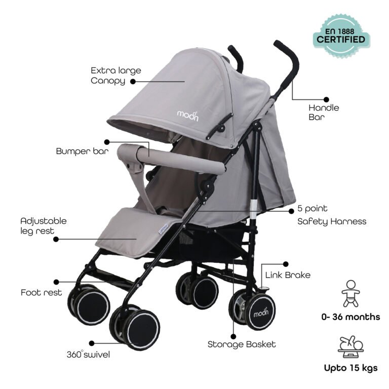 Moon - Neo Plus Light Weight Travel Stroller - Light Grey